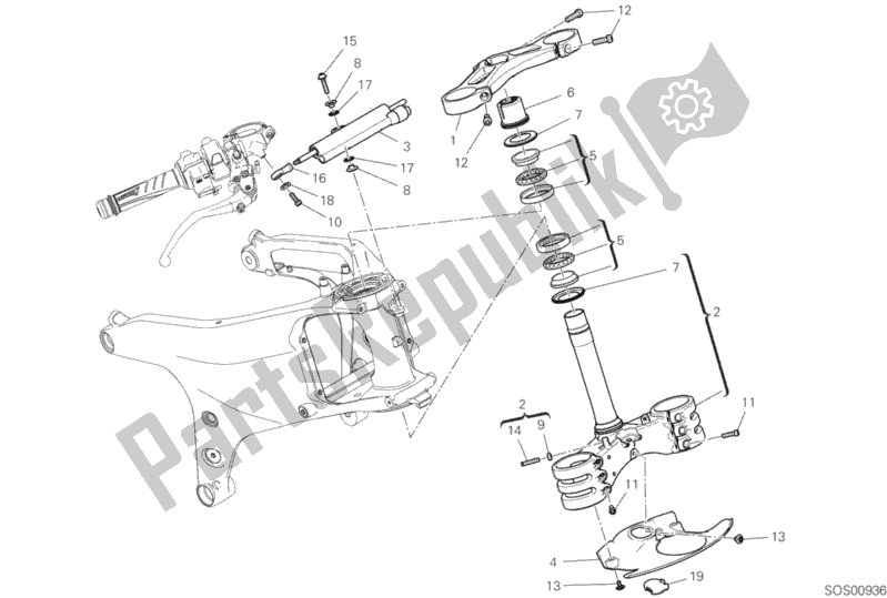 Tutte le parti per il Gruppo Sterzo del Ducati Superbike Panigale V4 S Brasil 1100 2019